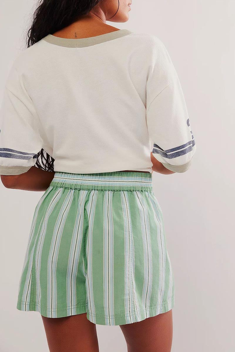 Striped Pocket Short- Green