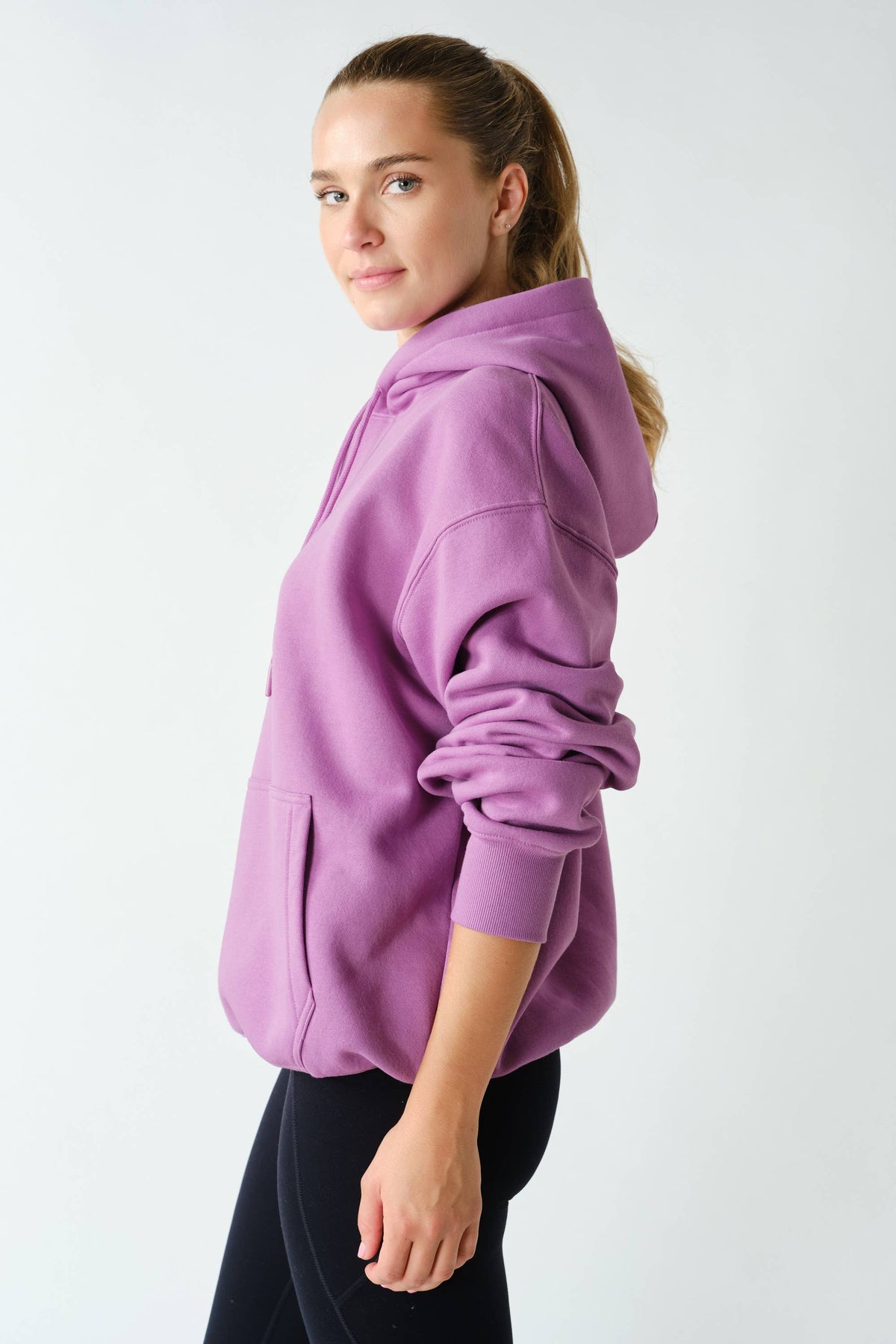 Cotton Blend Drop Shoulder Hoodie: OCEAN / S:M:L (2:2:2)