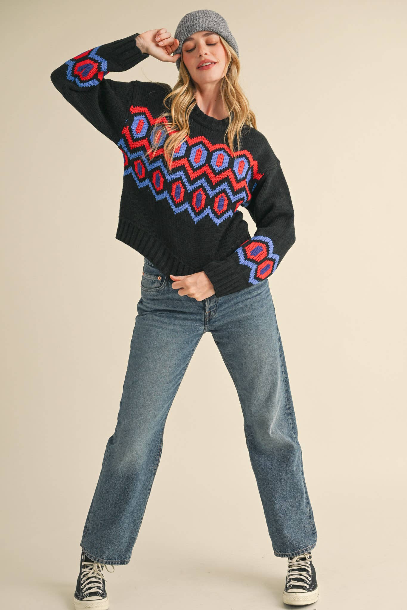 The Mistletoe Geo Sweater