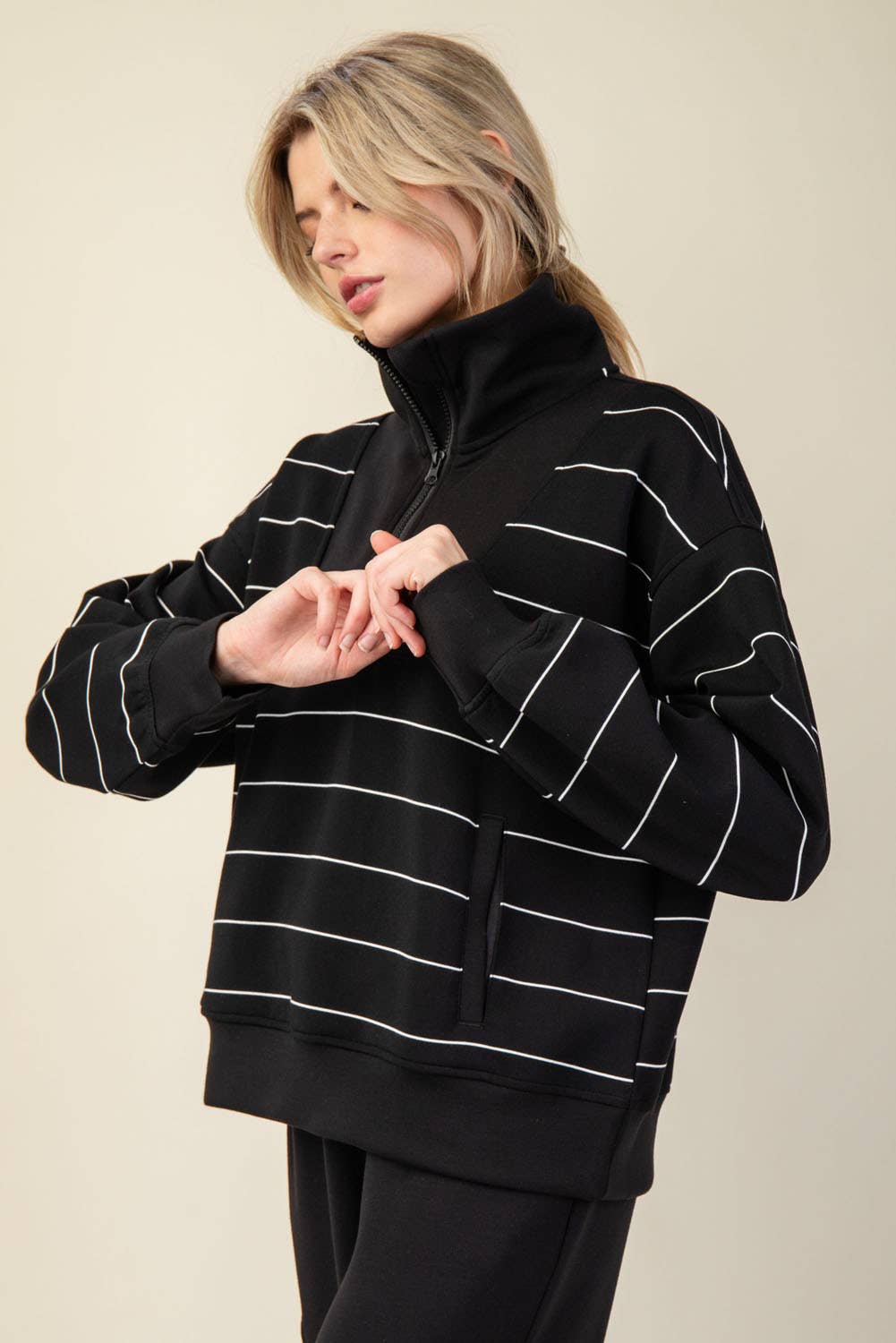 Modal Striped Quarter Zip