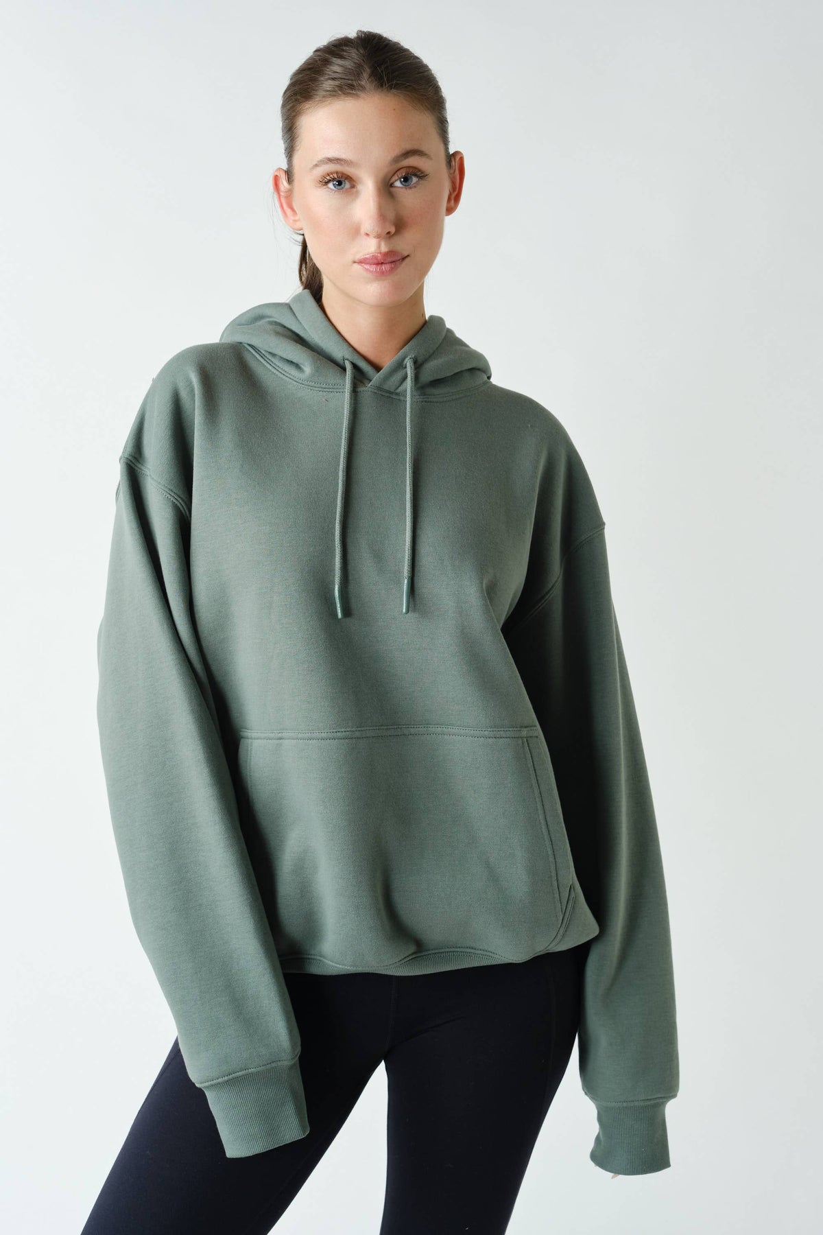 Cotton Blend Drop Shoulder Hoodie: OCEAN / S:M:L (2:2:2)