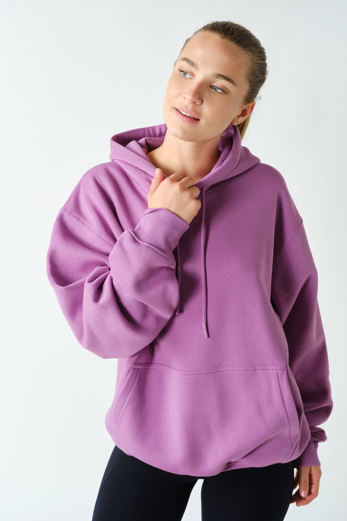 Cotton Blend Drop Shoulder Hoodie: OCEAN / S:M:L (2:2:2)