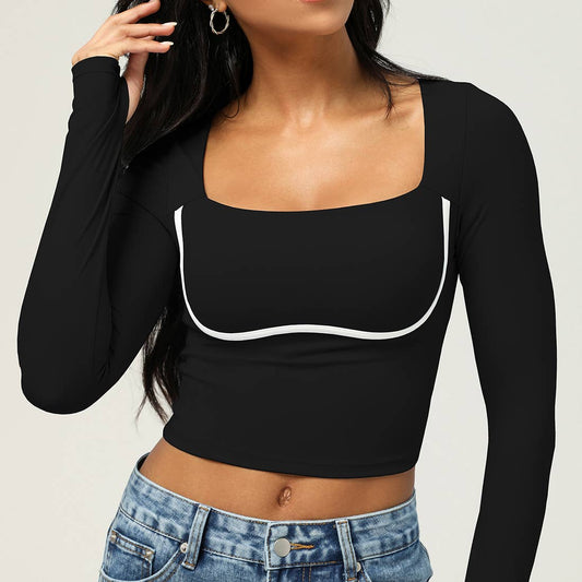 Long Sleeve Contrast Top