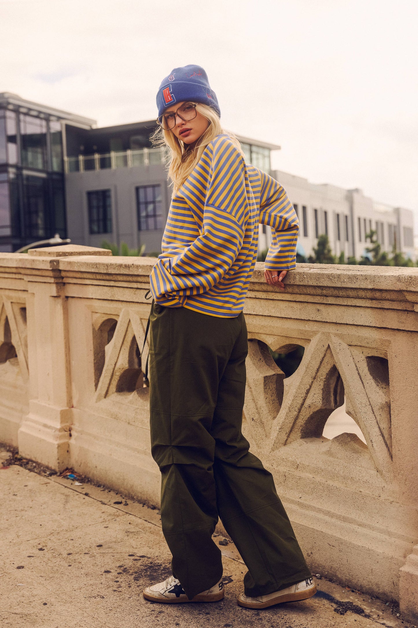 Retrograde Striped Terry Oversized Tee