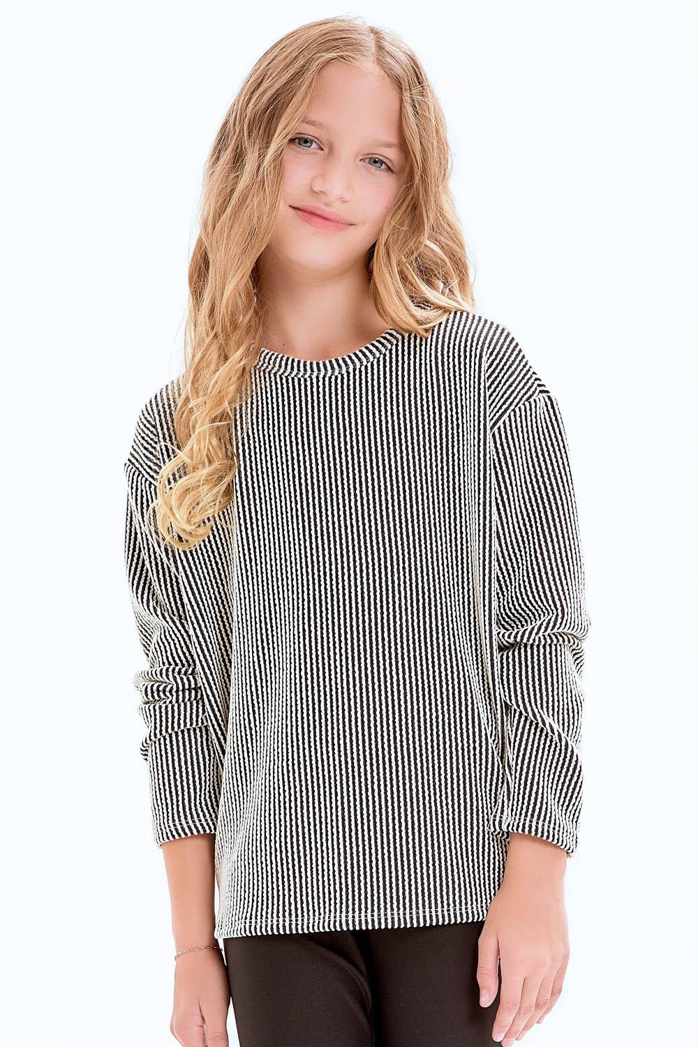 Textured Striped Open Back Sweater