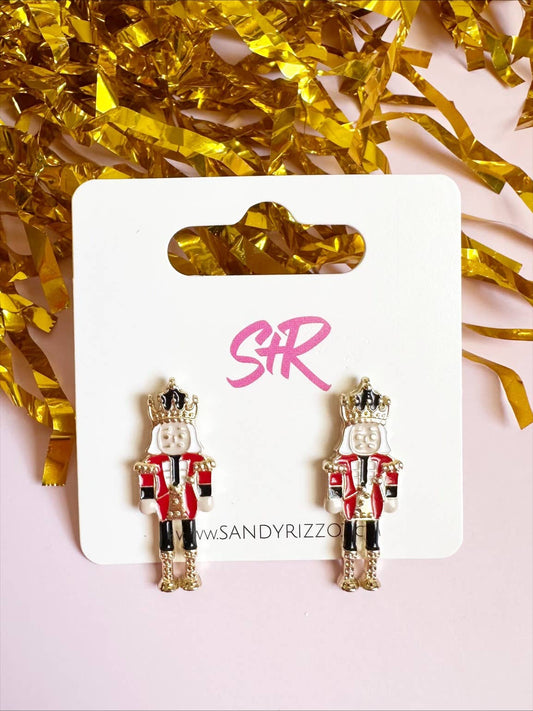 Small Enamel Nutcracker Stud Earrings