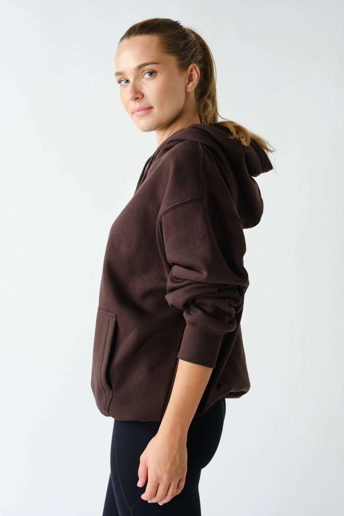 Cotton Blend Drop Shoulder Hoodie: OCEAN / S:M:L (2:2:2)
