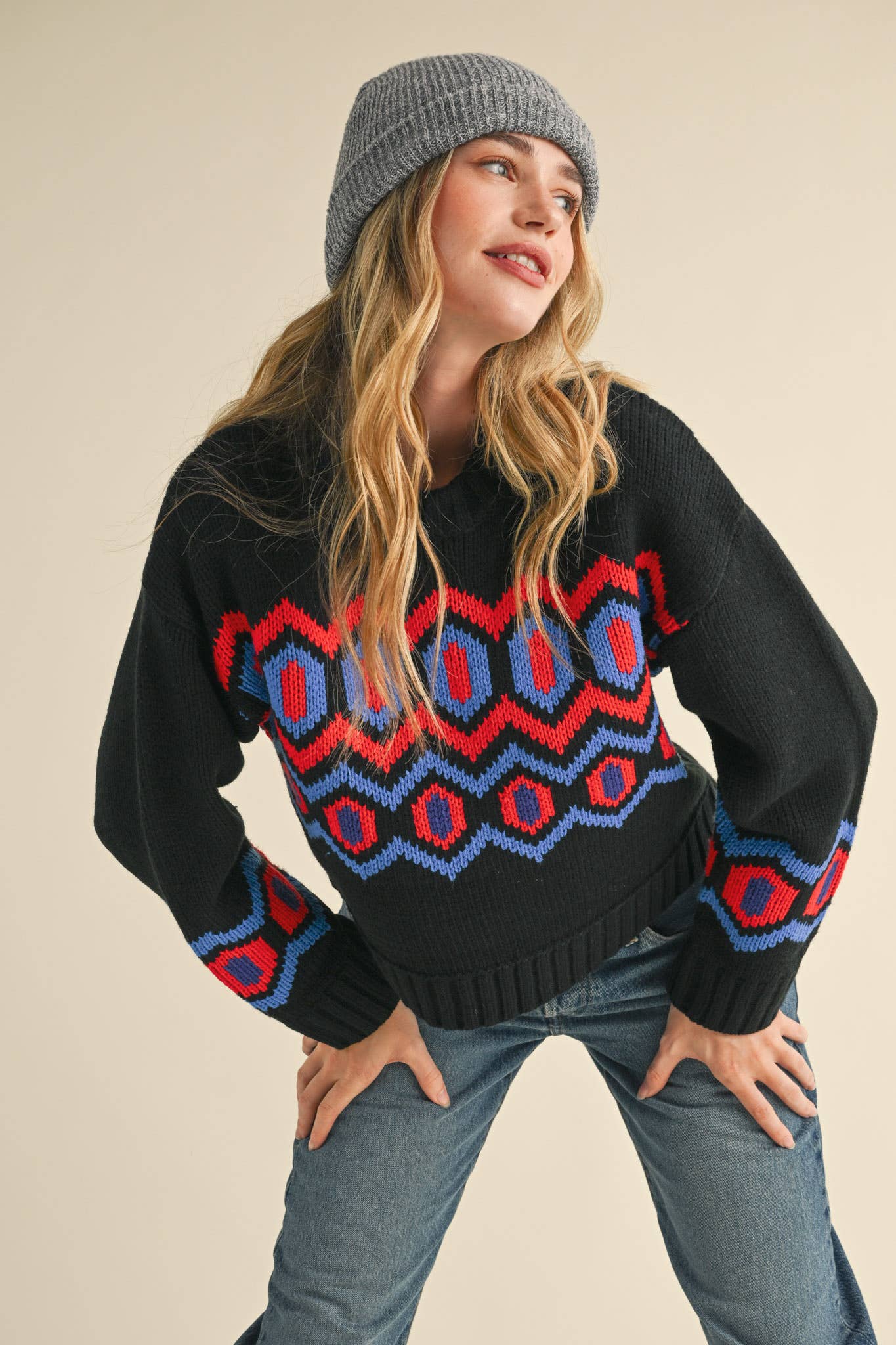 The Mistletoe Geo Sweater