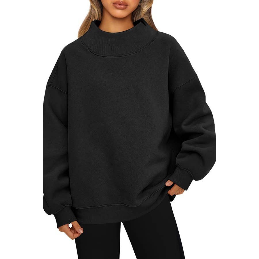 Pullover Mock Neck Fleece Sweatshirt