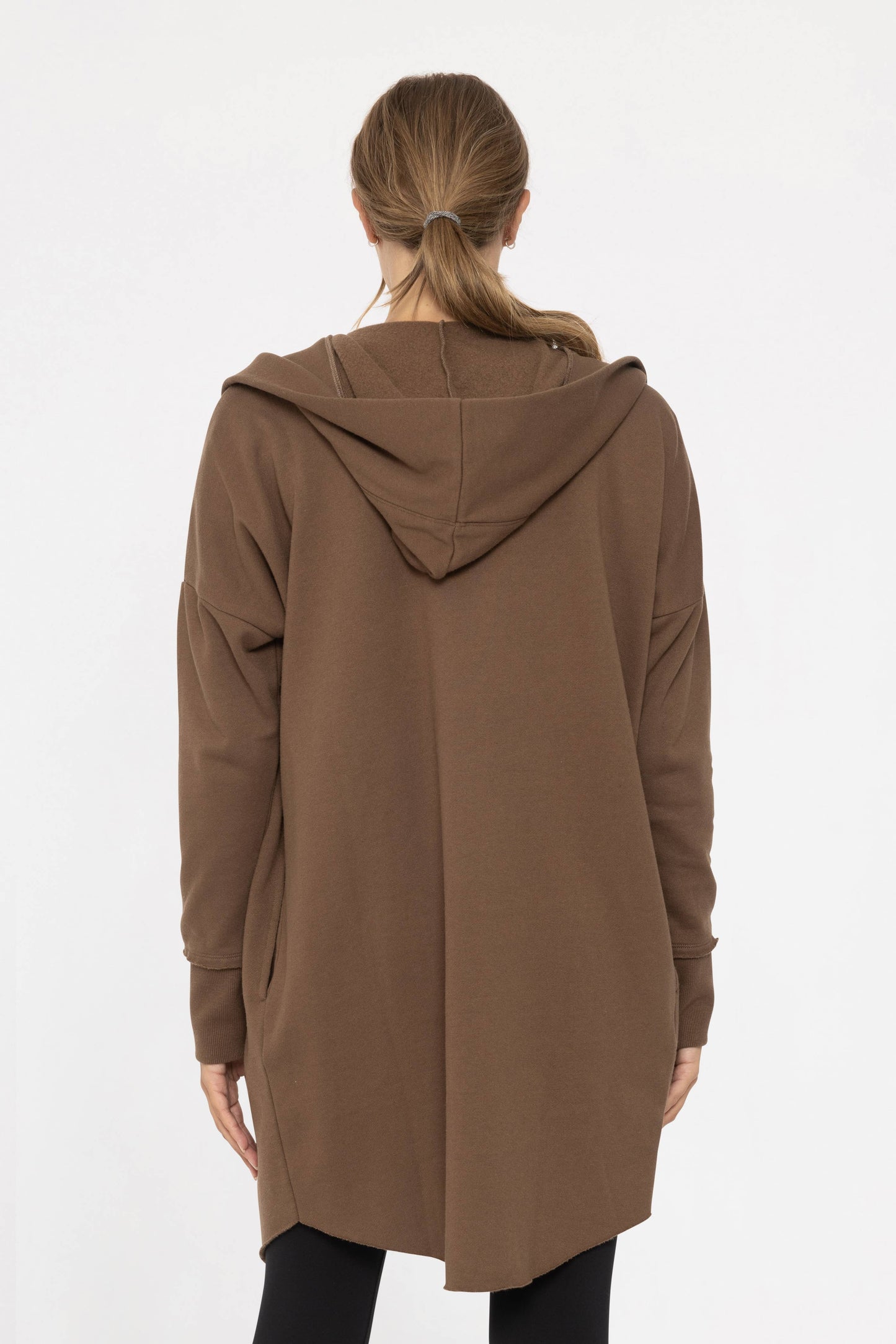 Open Front Longline Hooded Cardigan