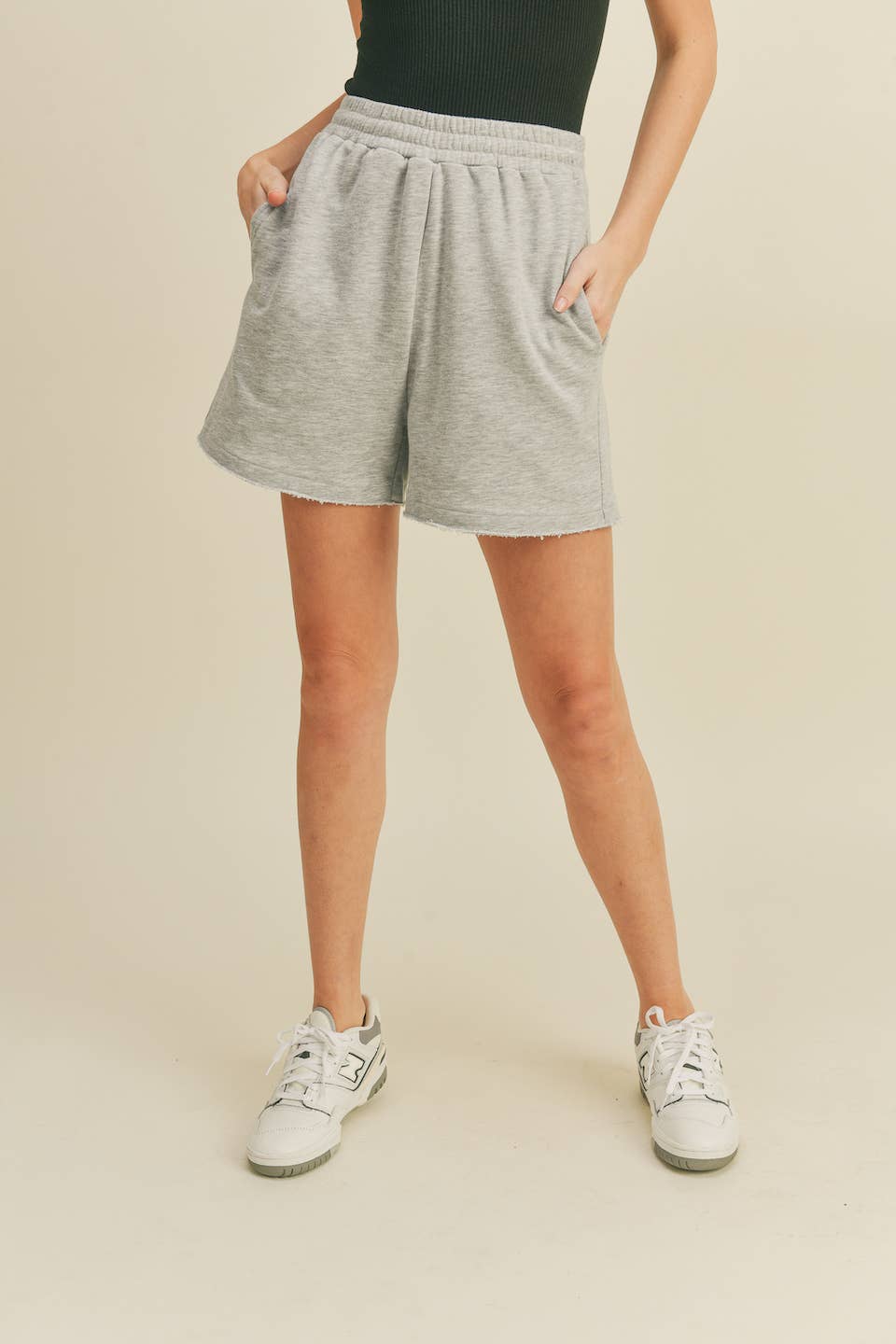 Grey High Waist Sweat Short