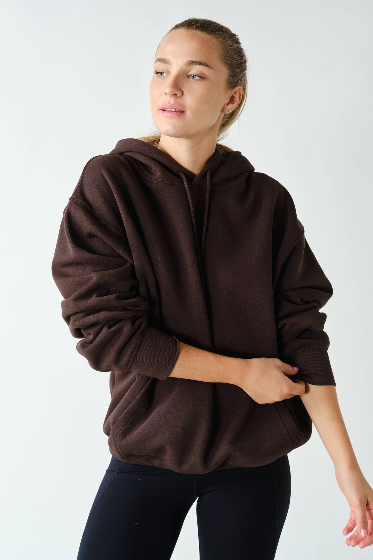 Cotton Blend Drop Shoulder Hoodie: OCEAN / S:M:L (2:2:2)