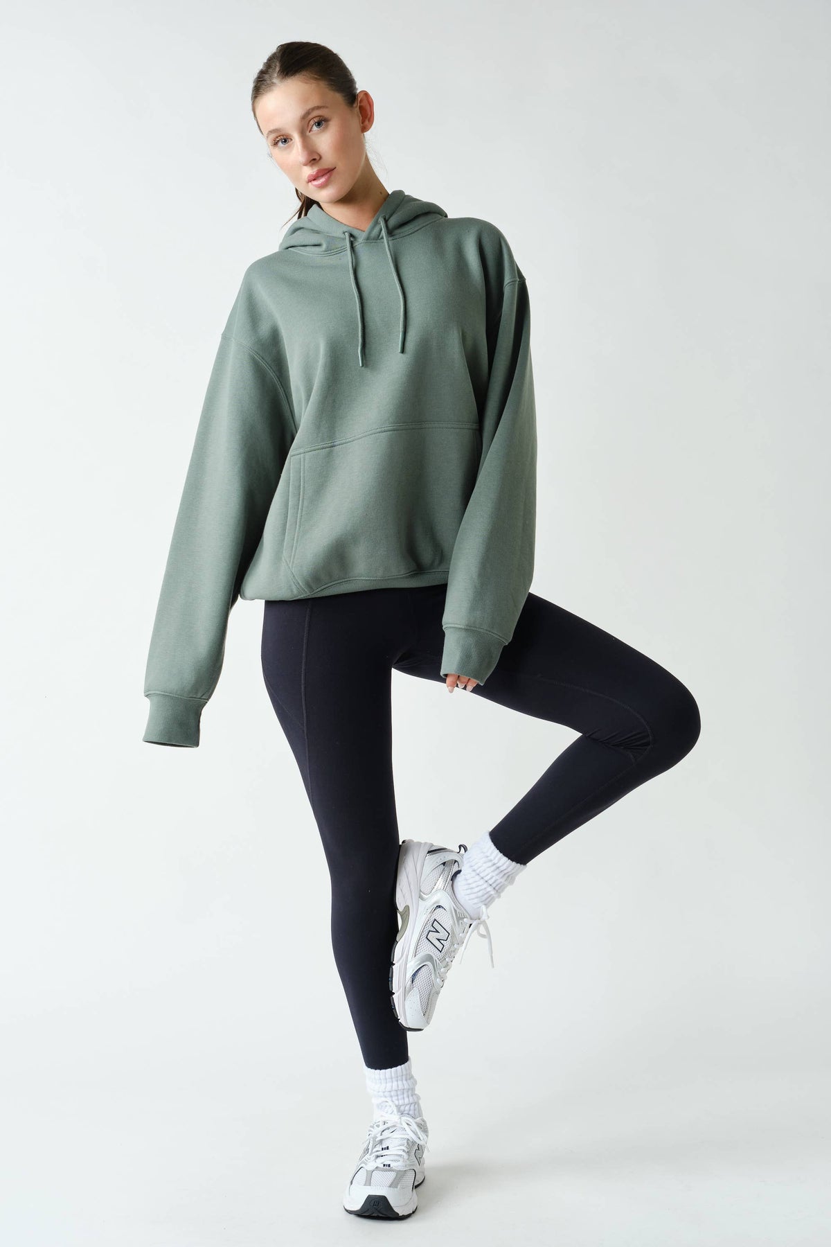 Cotton Blend Drop Shoulder Hoodie: SYCAMORE / S:M:L (2:2:2)
