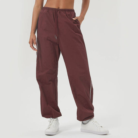 Women Color-Blocked Pockets Drawstring Sport Track Pants