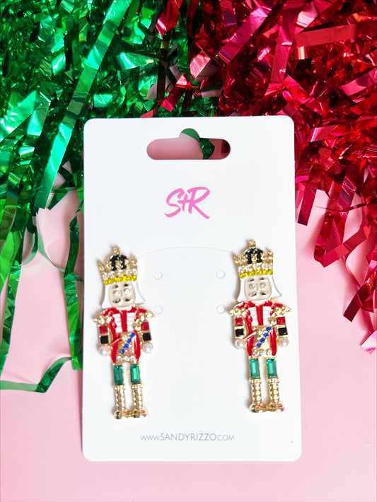 Large Traditional Enamel Nutcracker Stud Earrings