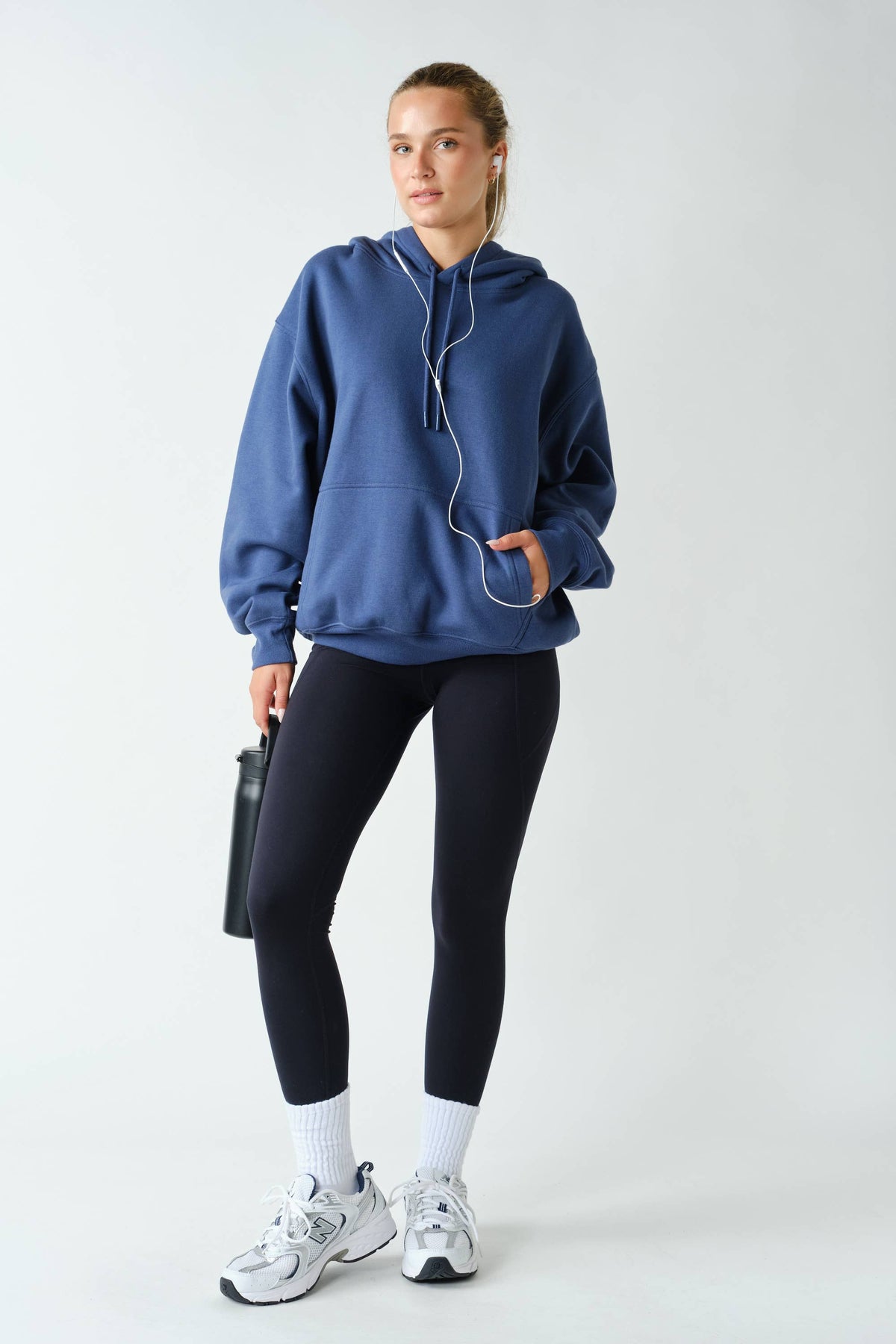 Cotton Blend Drop Shoulder Hoodie: OCEAN / S:M:L (2:2:2)