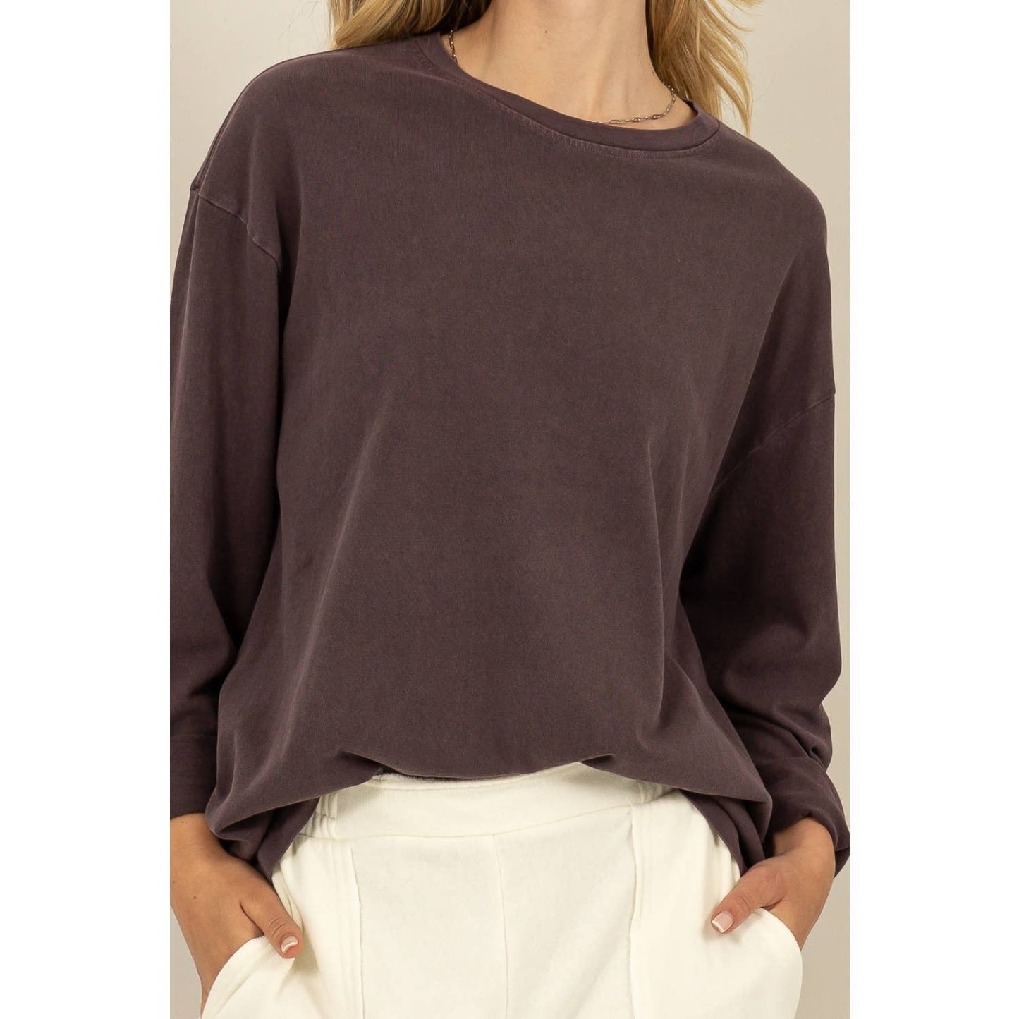 OVERSIZED CREW NECK LONG SLEEVE TEE