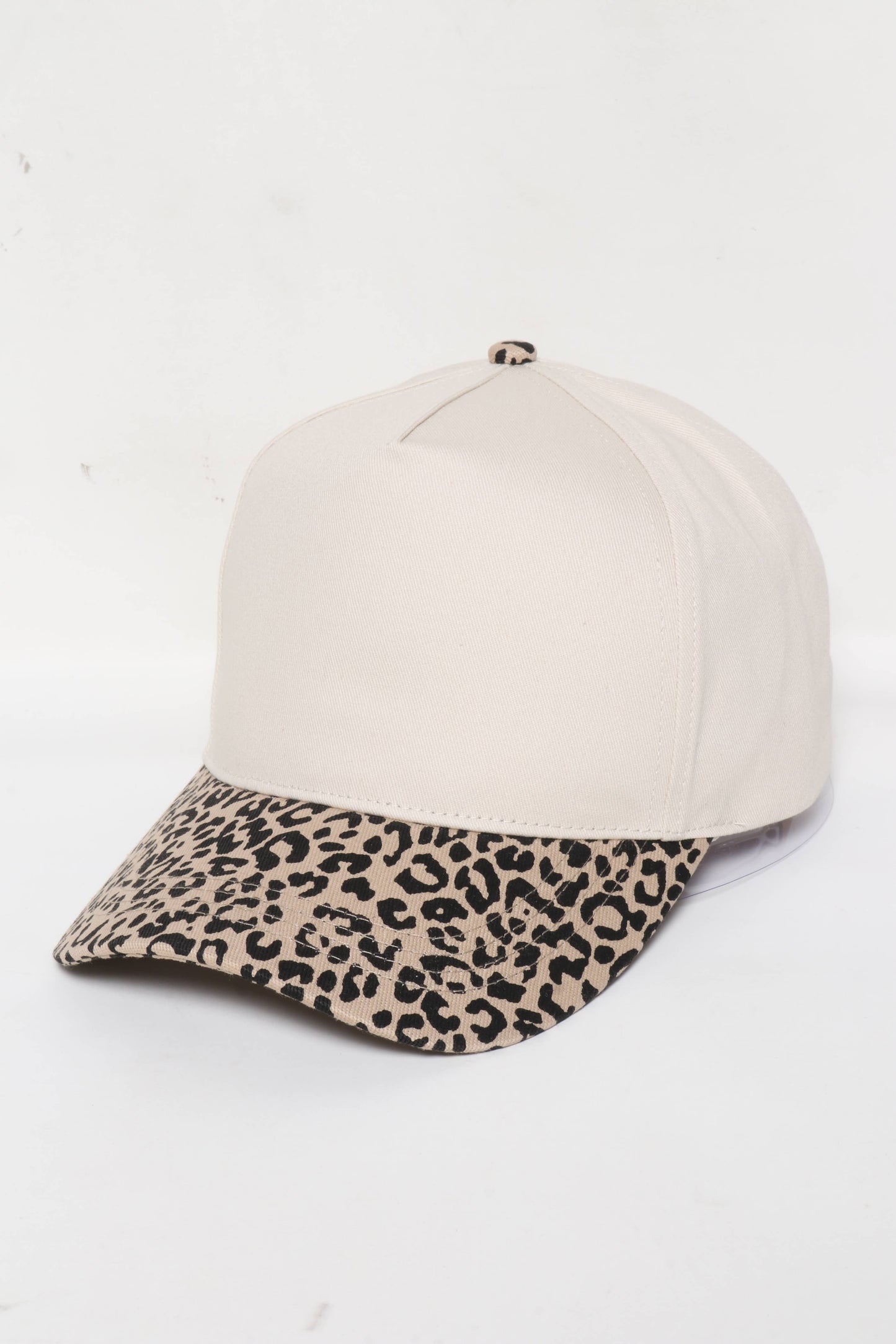 5 Panels with Leopard Print Brim 5 Panel Caps: Leopard