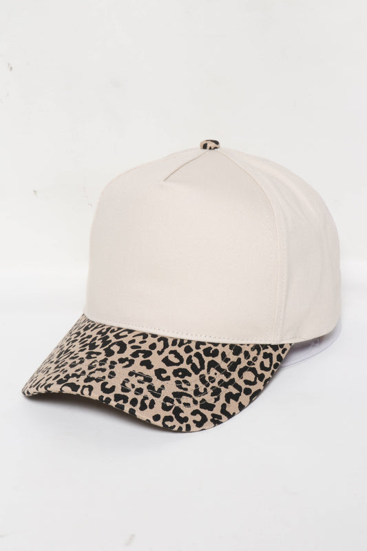 5 Panels with Leopard Print Brim 5 Panel Caps: Leopard