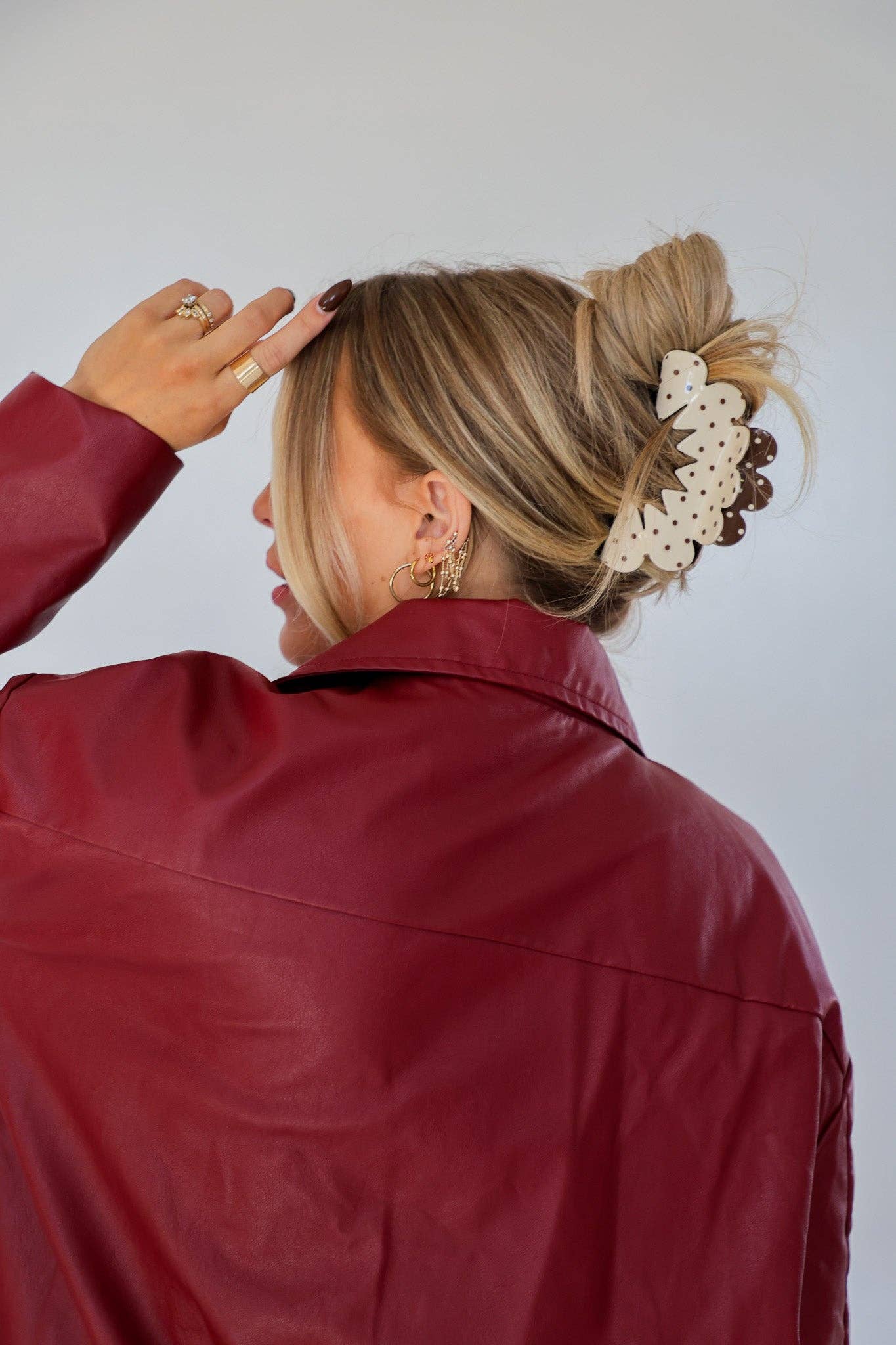 Brown & Cream Petal Arch Claw - Oversized