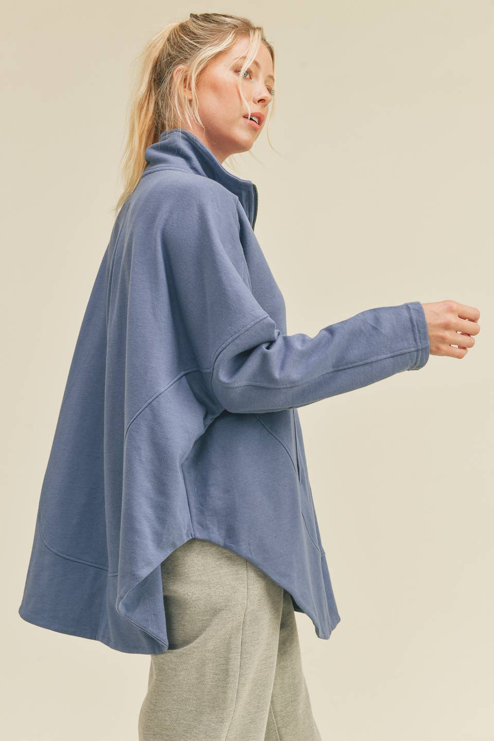 Blue Slouchy Oversized Silhouette Jacket