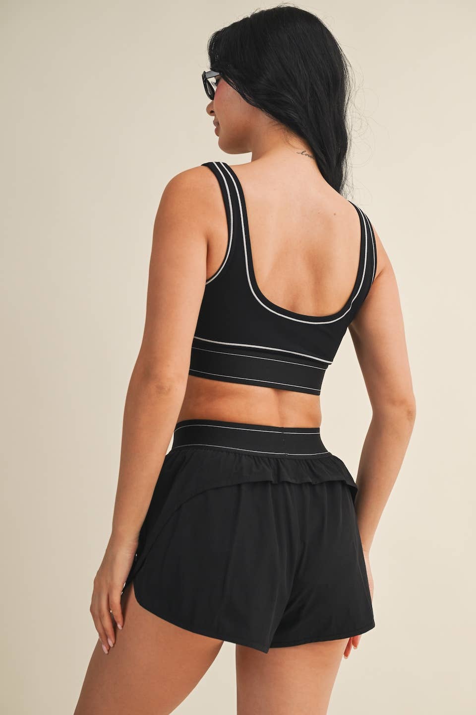 Heart Strings Contrast Thread Sports Bra