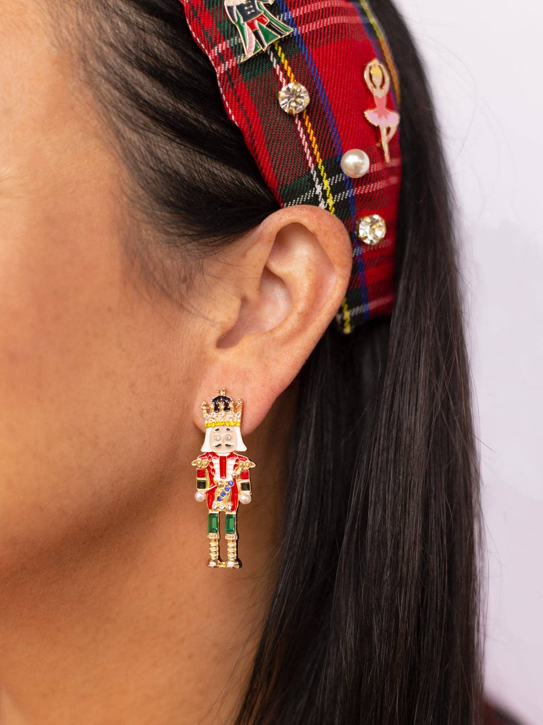 Large Traditional Enamel Nutcracker Stud Earrings