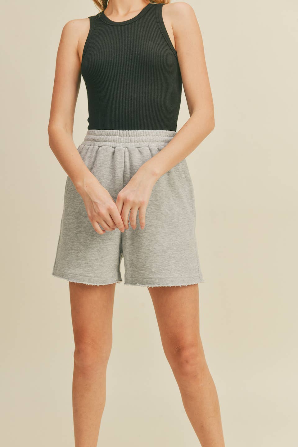 Grey High Waist Sweat Short