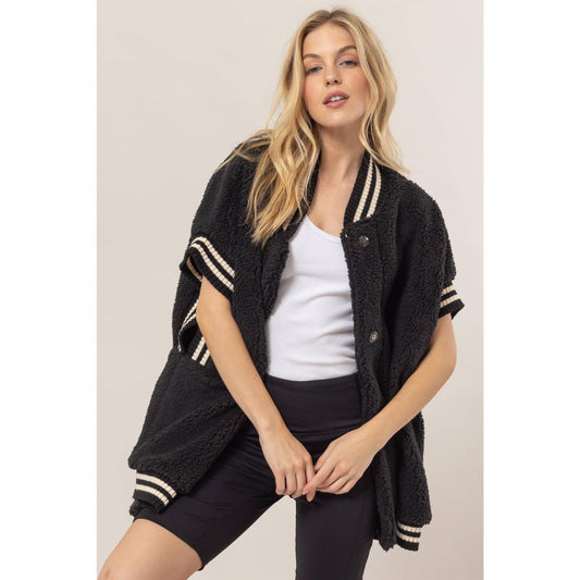 Varsity Stripe Oversized Teddy Vest