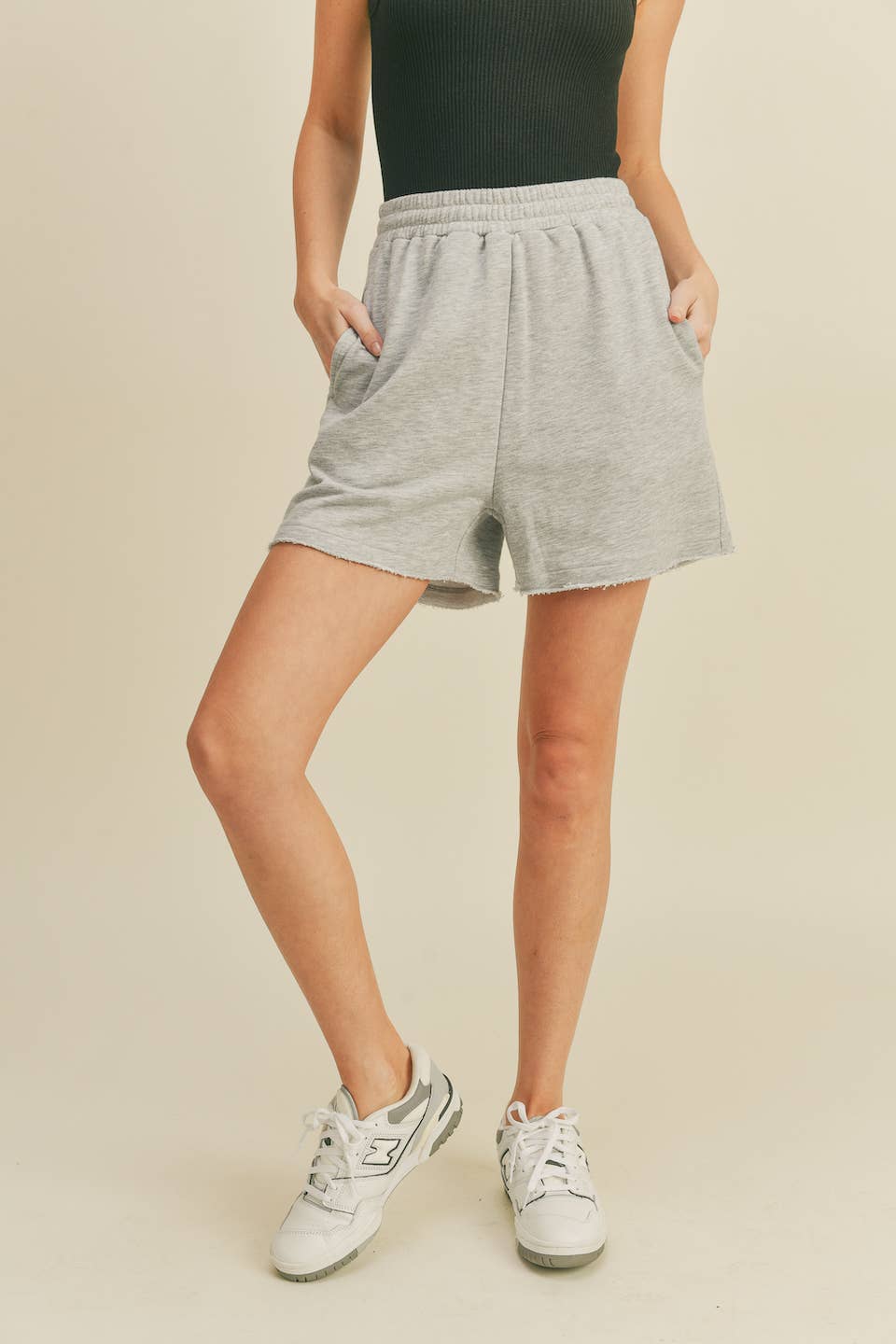 Grey High Waist Sweat Short