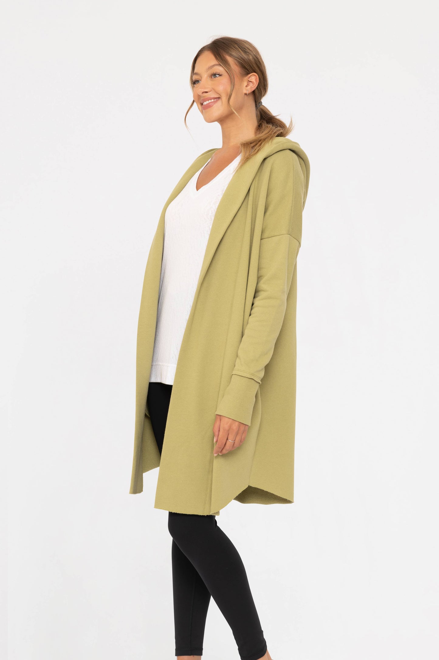 Open Front Longline Hooded Cardigan