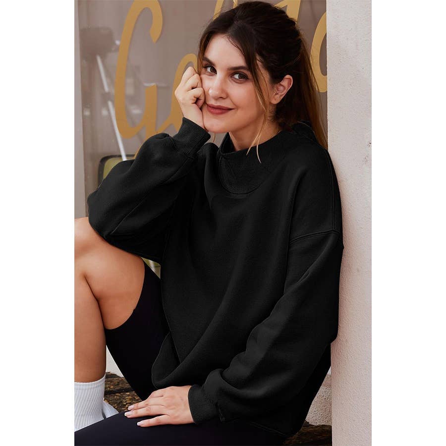 Pullover Mock Neck Fleece Sweatshirt