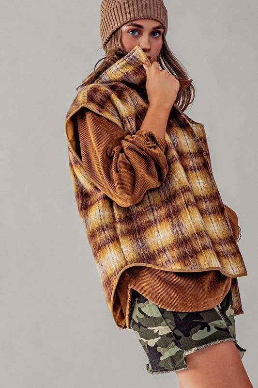 Vintage Oversized Plaid Wool Vest