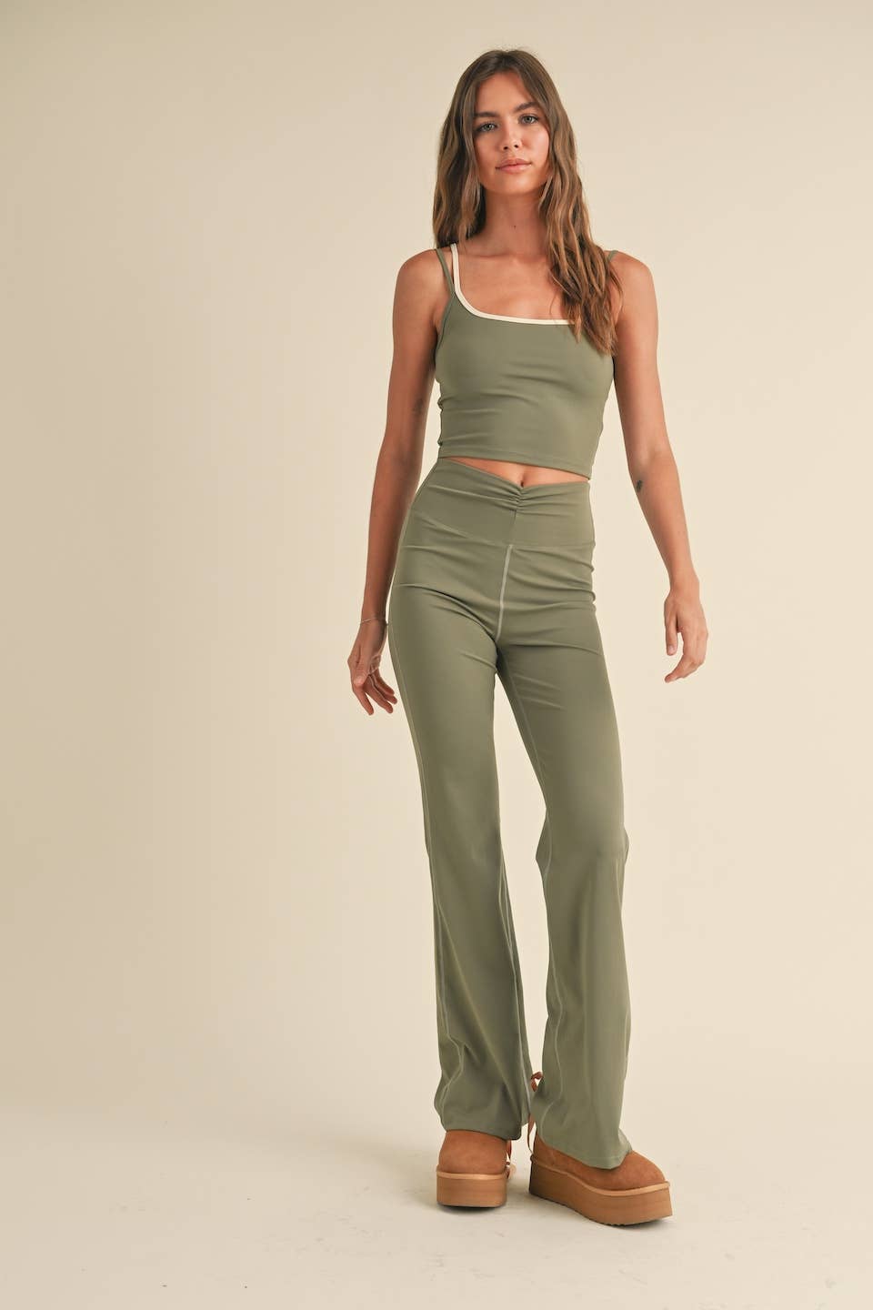 Sage Two Tone Layered Cami Top