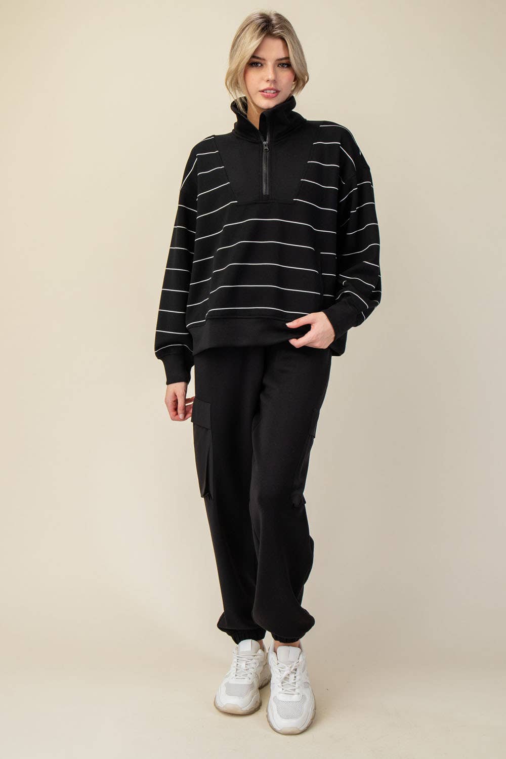 Modal Striped Quarter Zip