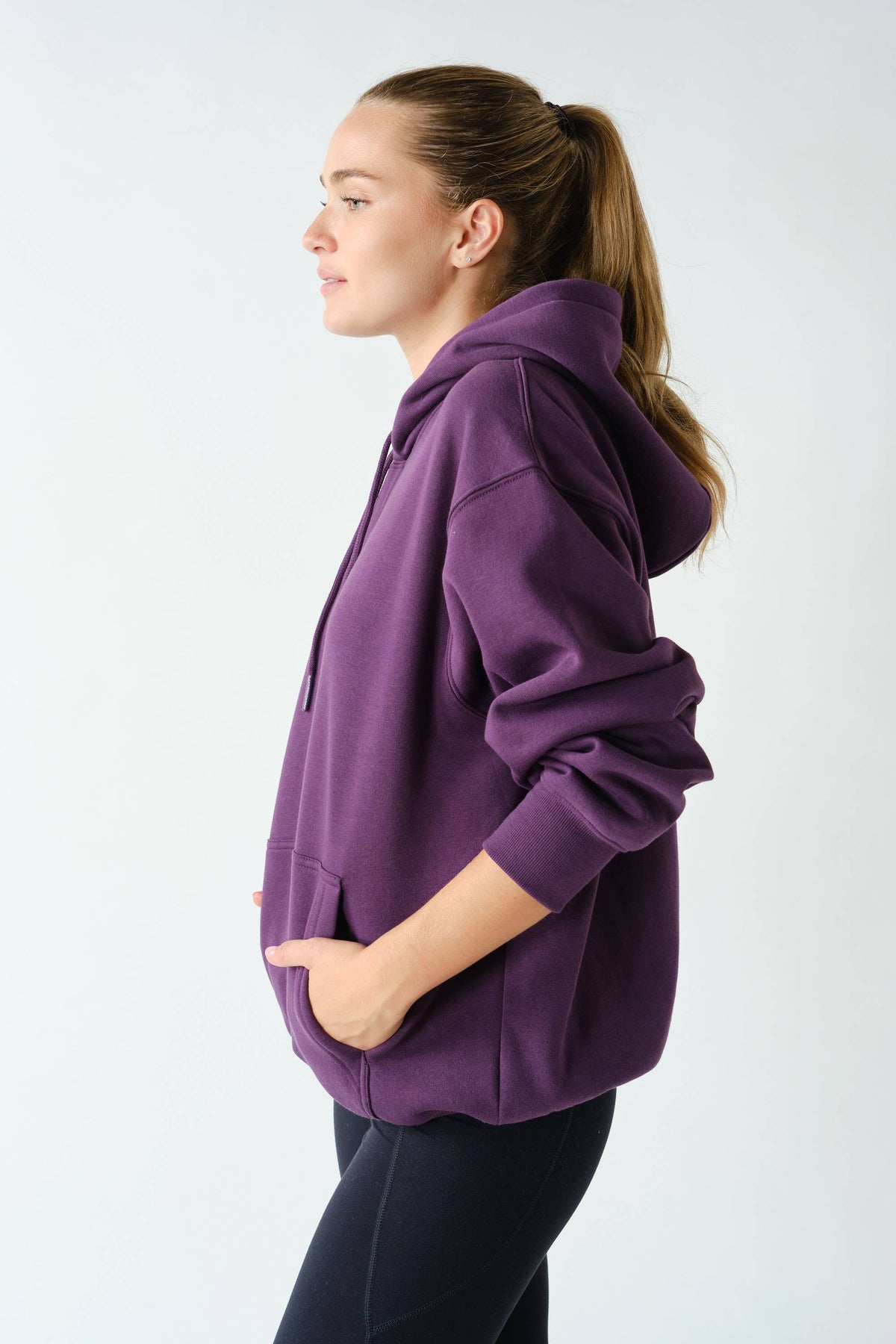 Cotton Blend Drop Shoulder Hoodie: OCEAN / S:M:L (2:2:2)