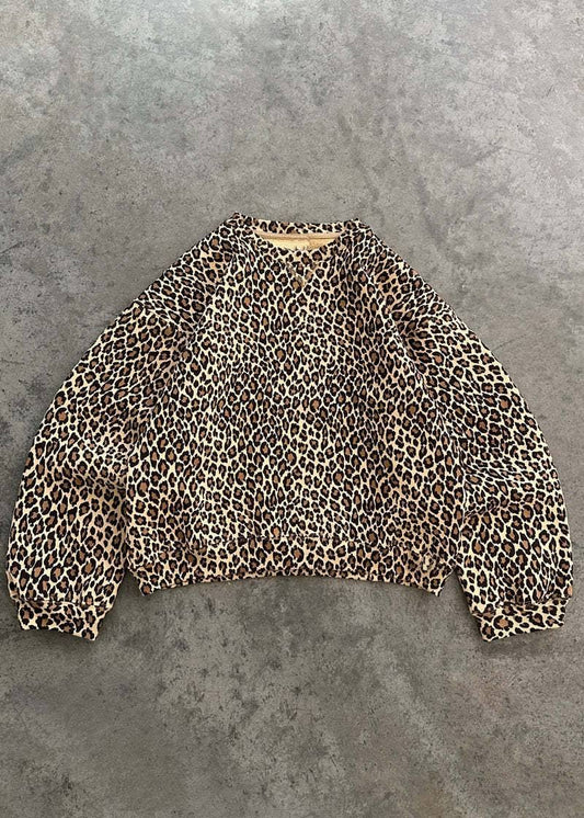 Stylish Leopard Printed Loose Hoodie Sweatshirt: Sweatshirt / M