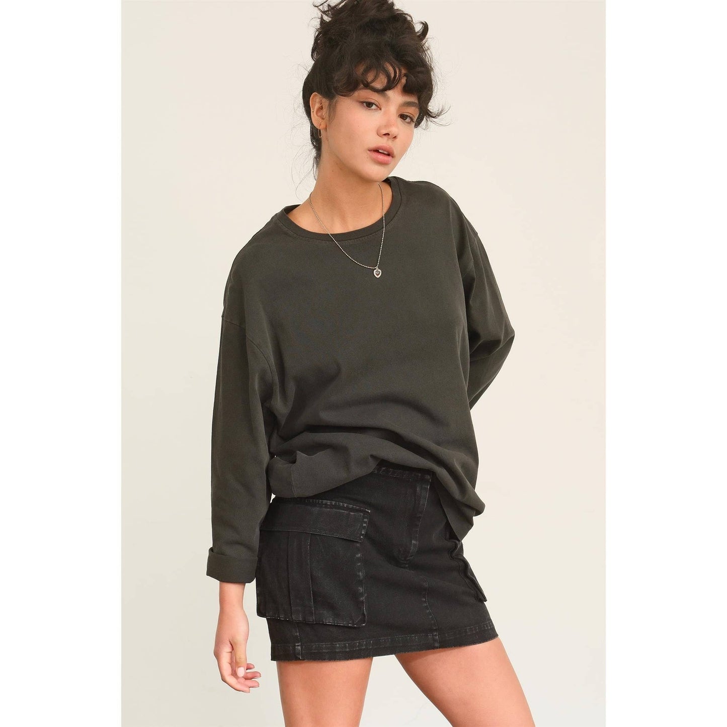 OVERSIZED CREW NECK LONG SLEEVE TEE