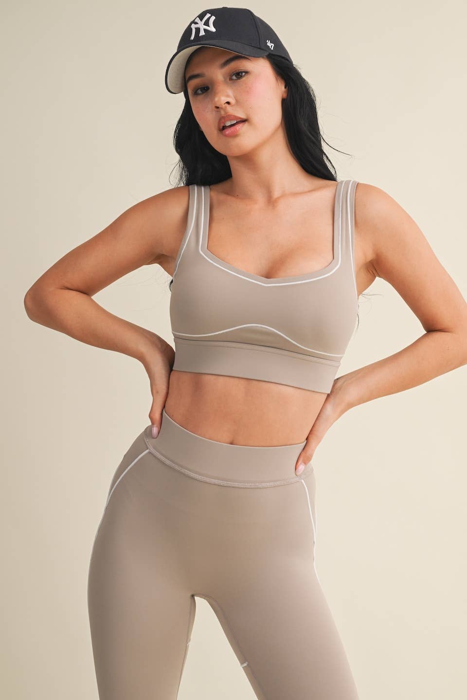 Heart Strings Contrast Thread Sports Bra