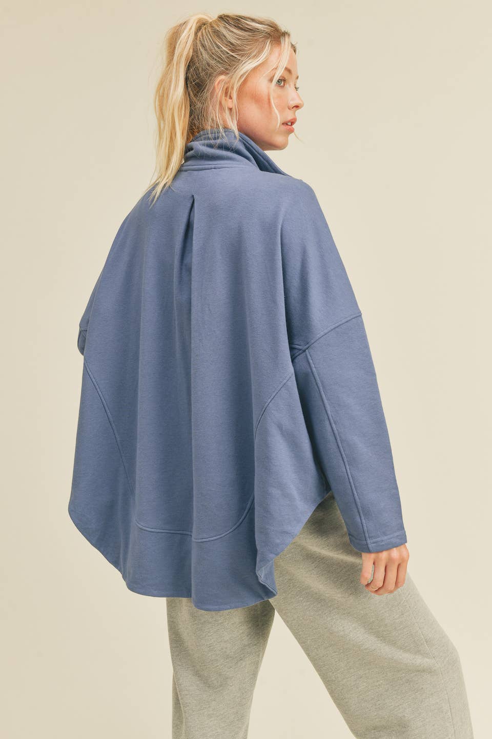 Blue Slouchy Oversized Silhouette Jacket