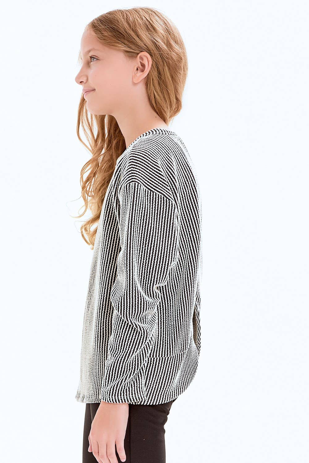 Textured Striped Open Back Sweater