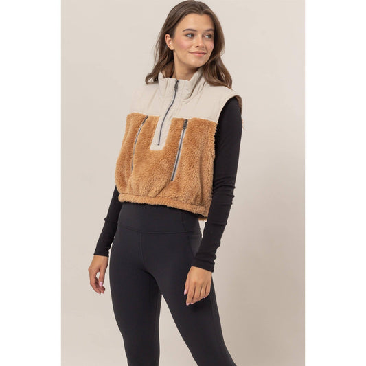 Faux Shearling Half Zip Vest