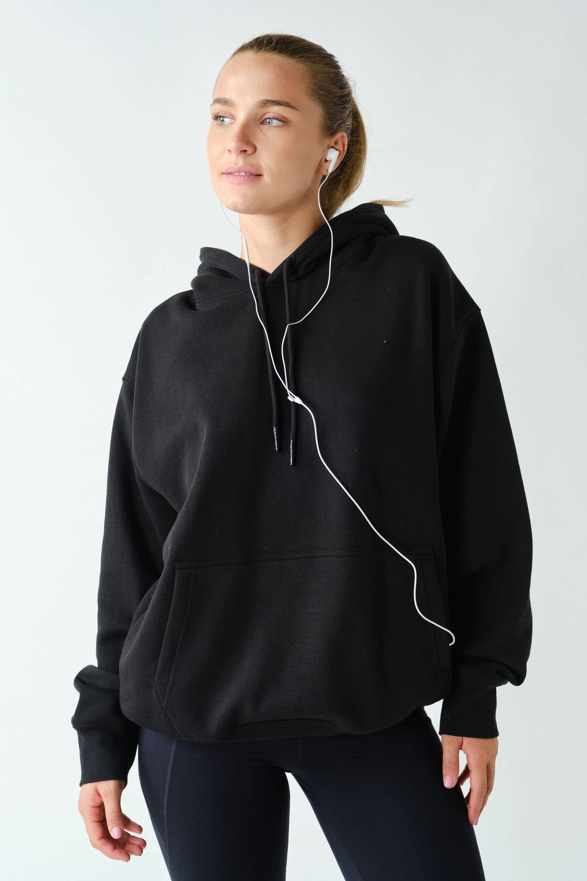 Cotton Blend Drop Shoulder Hoodie: OCEAN / S:M:L (2:2:2)