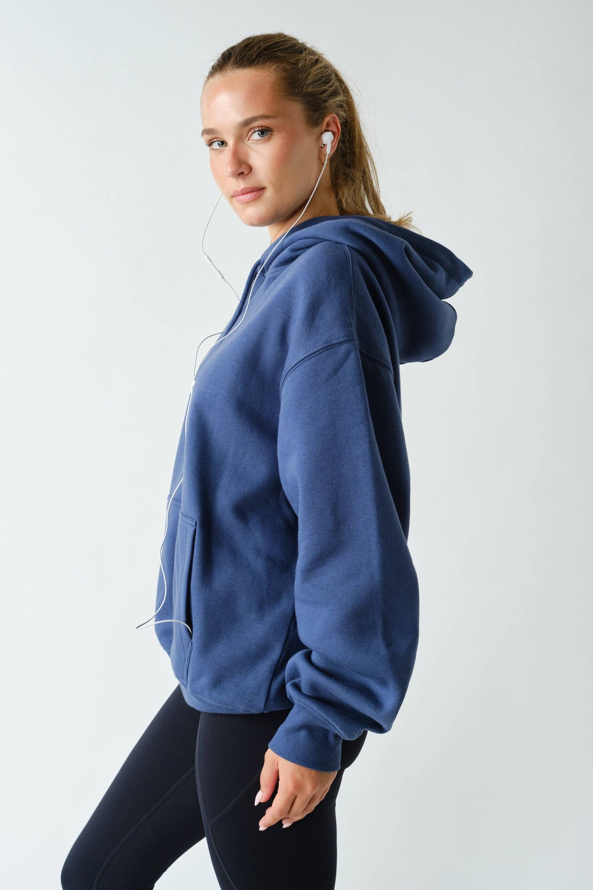 Cotton Blend Drop Shoulder Hoodie: PURPLE IRIS / S:M:L (2:2:2)
