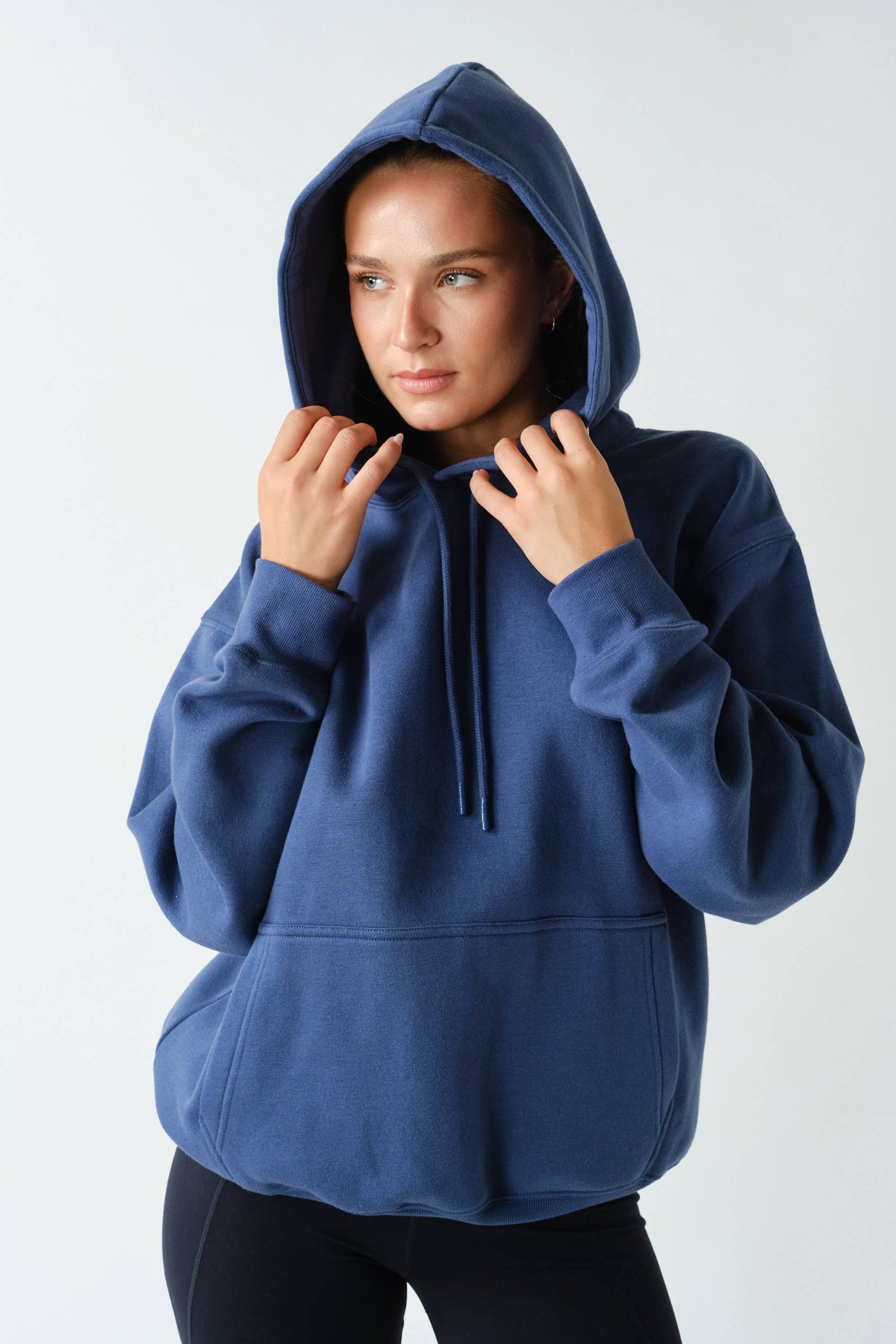 Cotton Blend Drop Shoulder Hoodie: PURPLE IRIS / S:M:L (2:2:2)