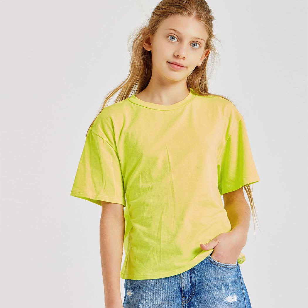 Kids Open Back Knit Top- Neon Yellow