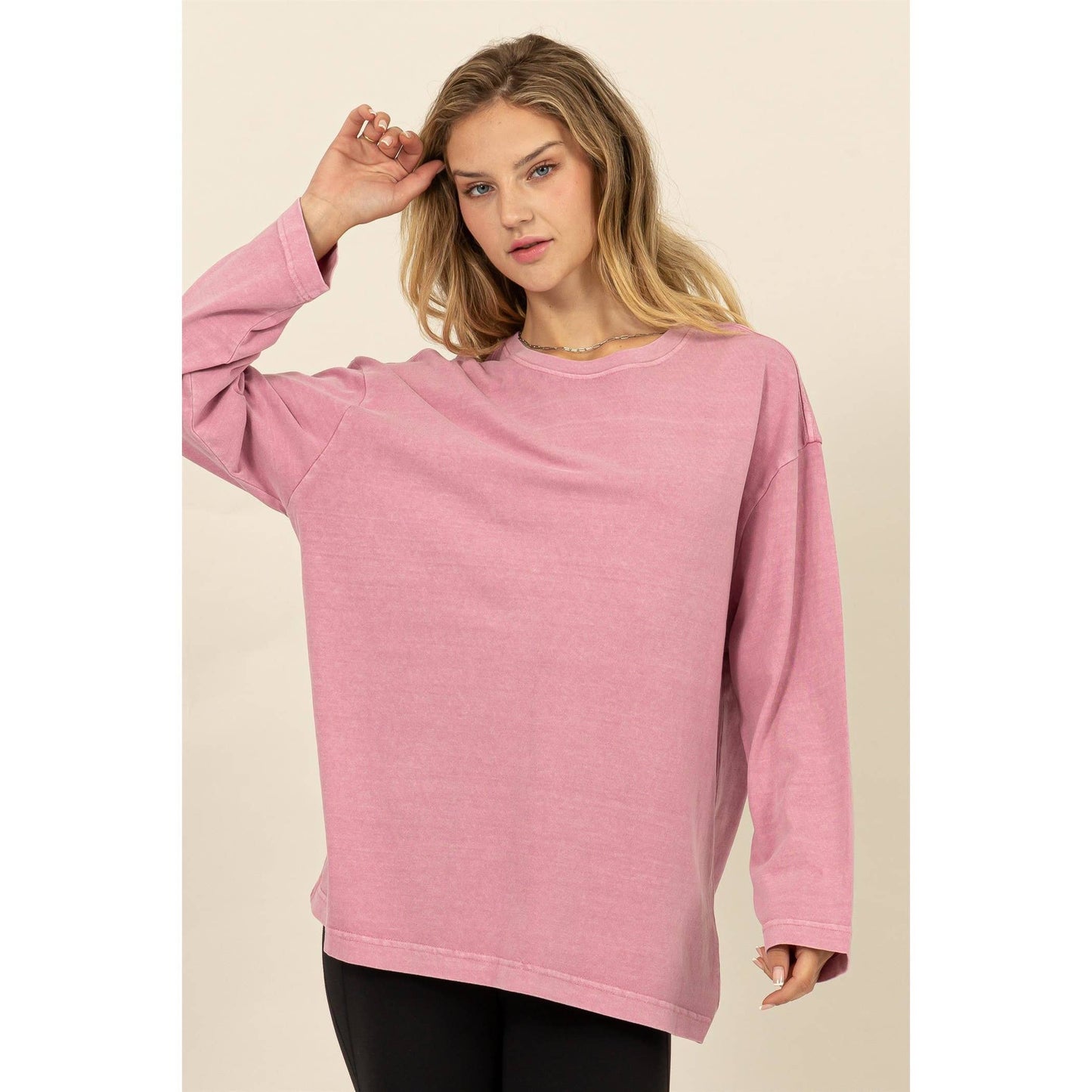 OVERSIZED CREW NECK LONG SLEEVE TEE