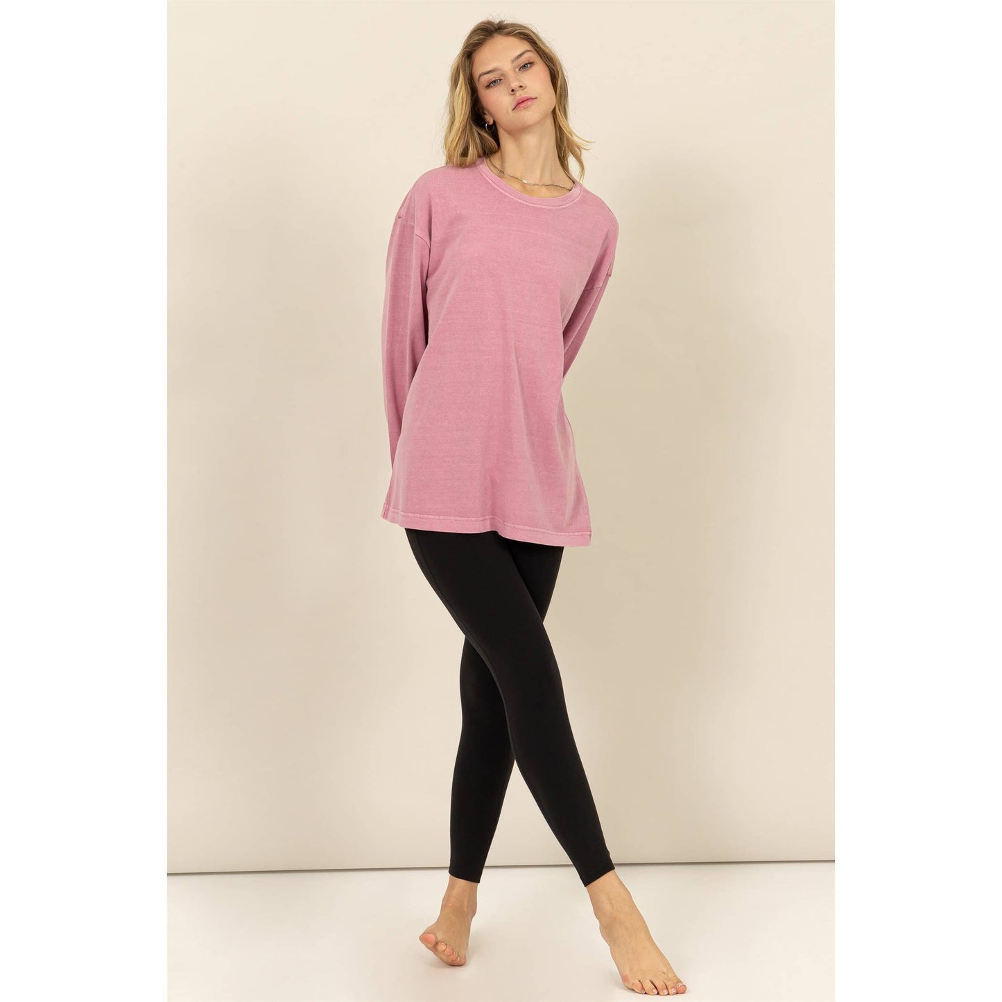 OVERSIZED CREW NECK LONG SLEEVE TEE