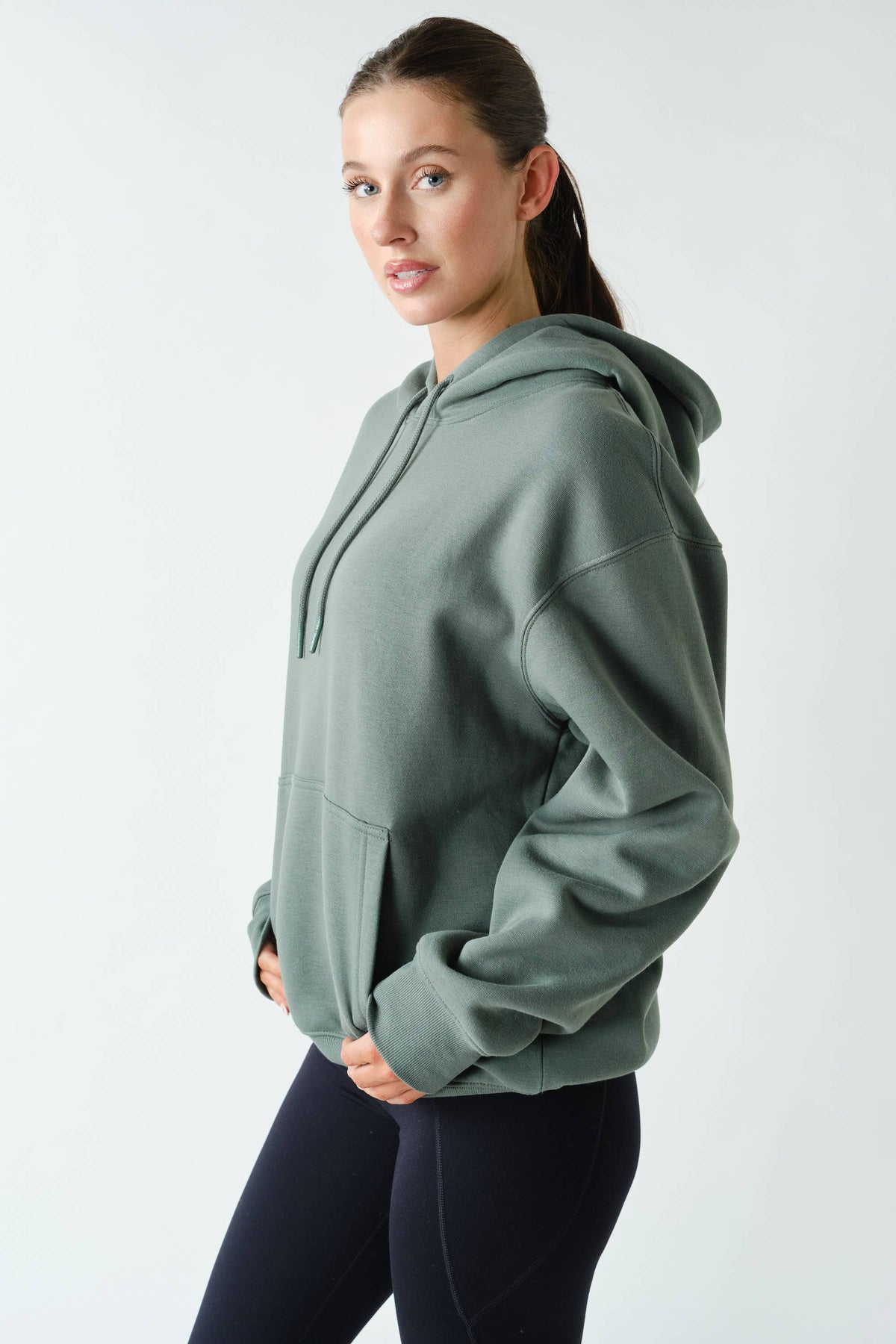 Cotton Blend Drop Shoulder Hoodie: PURPLE IRIS / S:M:L (2:2:2)
