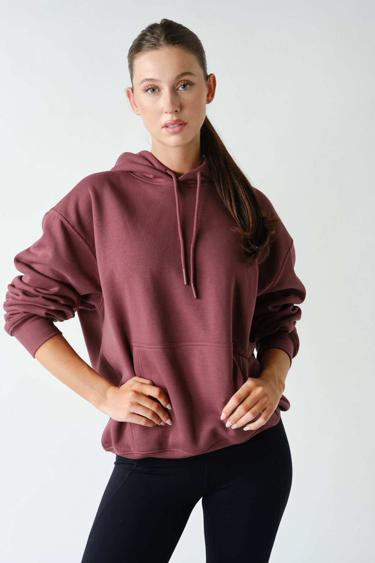 Cotton Blend Drop Shoulder Hoodie: OCEAN / S:M:L (2:2:2)